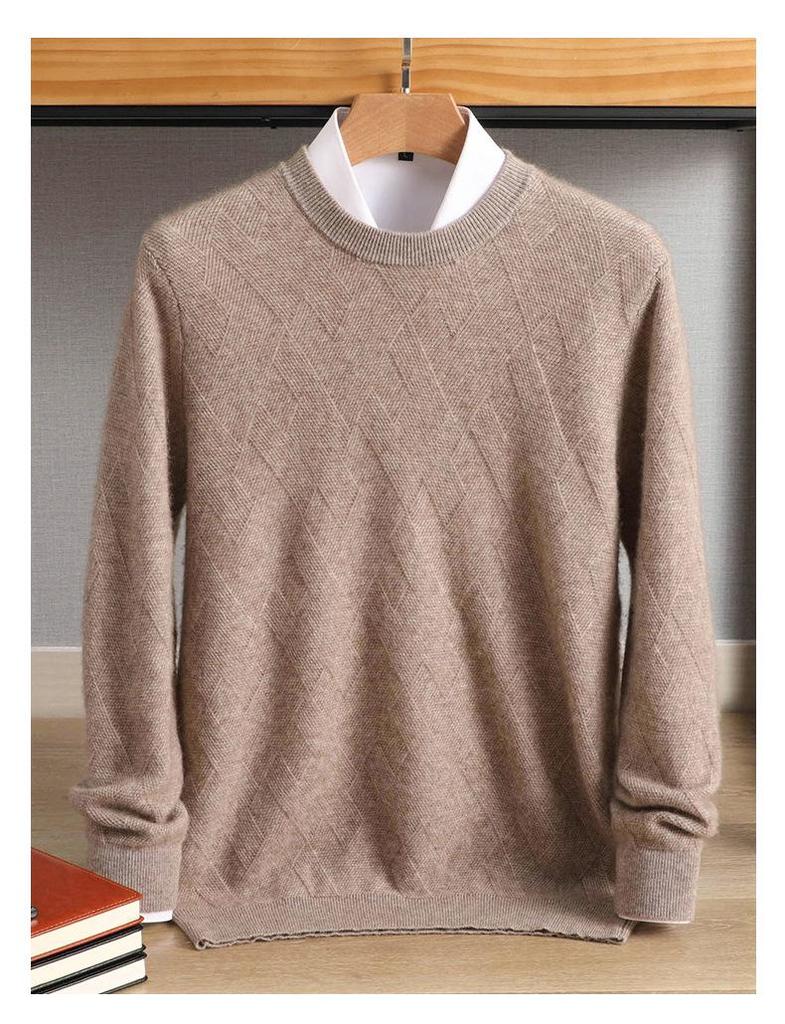 Herren Pullover aus reiner Wolle - Rundhalsausschnitt, lockere Passform für Business, geeignet für Herbst, Frühling & Winter