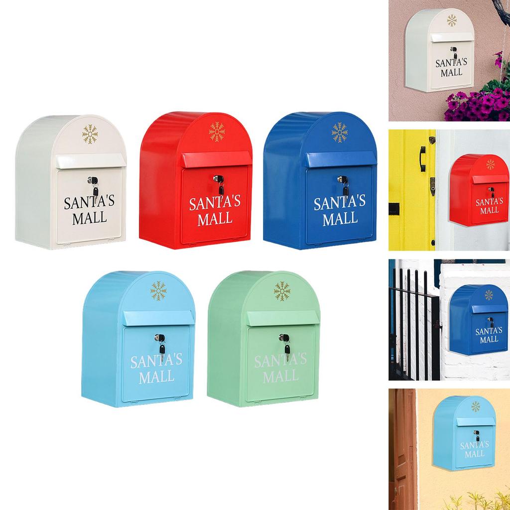 Lockable Mail Box Newspapers Large Capacity Iron Art Durable Rain Proof Hanging Box Mailbox Creative Letter Box for Home Decors