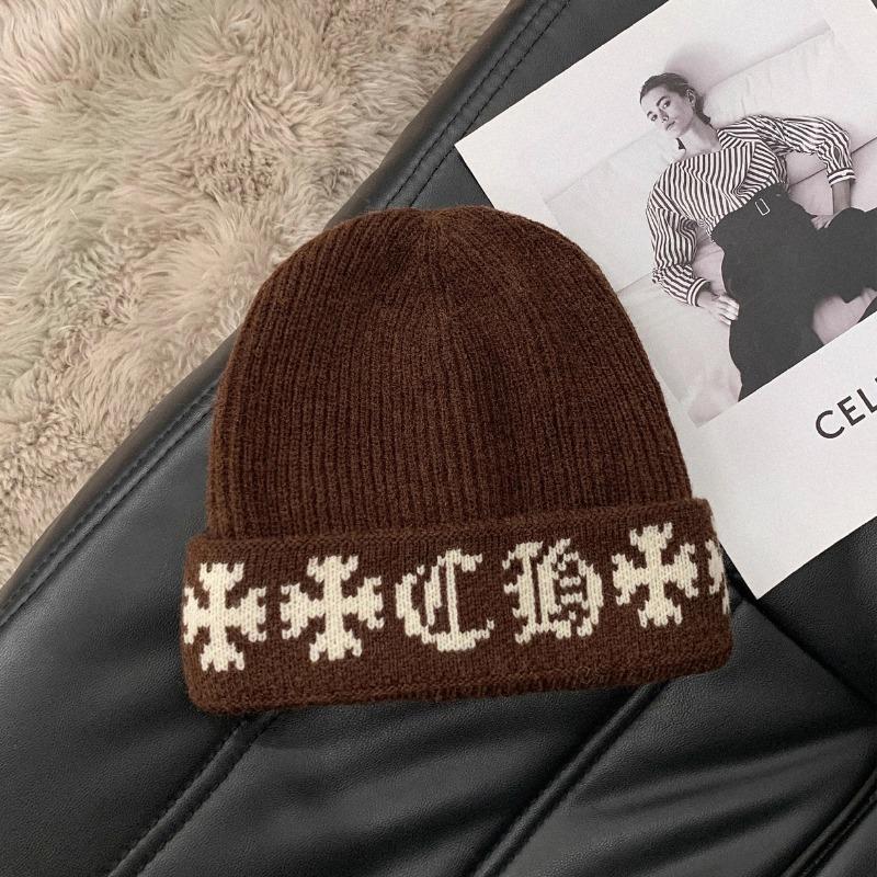 Toamnă și Iarnă Îngroșat pentru Păstrarea Căldurii Pălărie Tricotată Jacquard Femei Literă Păstrarea Căldurii Circumferință Mare a Capului Pălărie Mao Baotou cu Linie