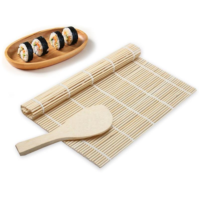 Sushi-Rollen-Set Sushi-Vorhang Rollmatte Onigiri-Formen Make-up für Rollen Reisbällchen Reisform Former Sushi-Maker-Set Bratpfanne