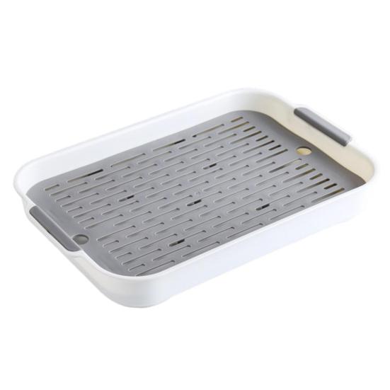 Multi-Purpose Drainage Tray Double-Layer Plastic Drying Rack Rinseable Garbage Tray