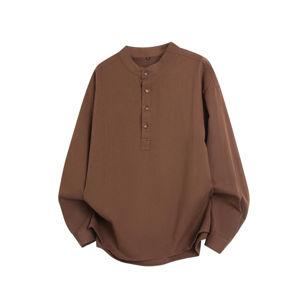 2026 Chinese Style Spring Men Fashion Shirt Men Casual Stand Collar Top Men Retro Cotton Shirts Male Korean Pullover Shirts