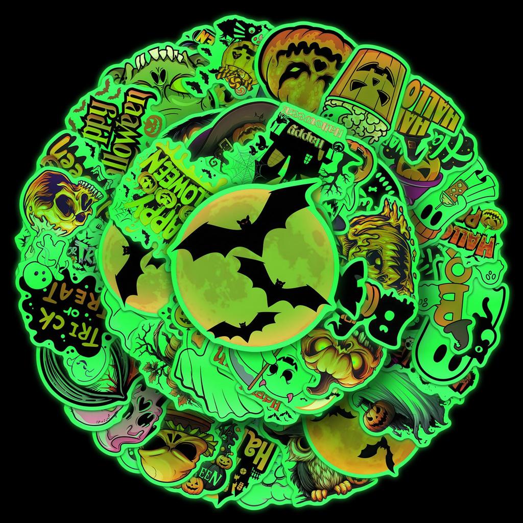 50 Halloween Classic Decoration Stickers: Funny, Waterproof for Suitcases, Speakers, Desktops