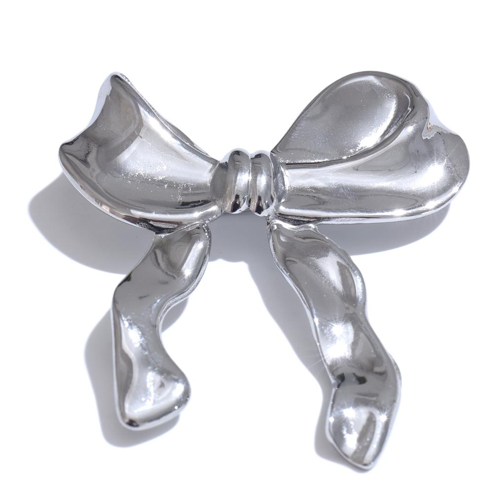Yhpup Stainless Steel Metal Bowtie Bow Knot Trendy Brooch Pin Water Resistant Jewelry Clothes Hat Accessories Wholesale