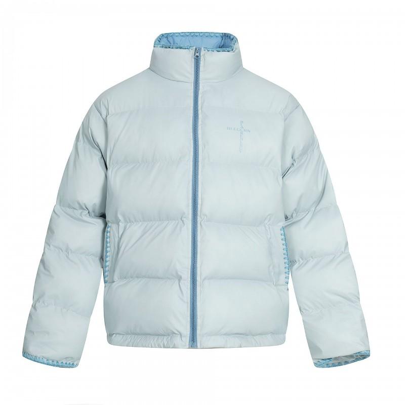 Unisex Oversized Puffer Jacket With Contrast Zipper Warm Winter Coat Men Women