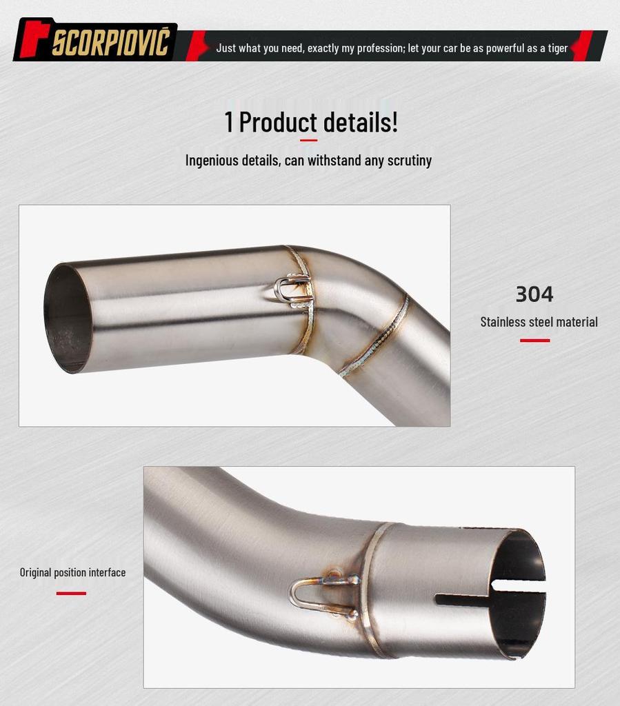 CFMOTO NK400/NK650 Stainless Steel Silencer Exhaust Pipe with Backpressure Drum.