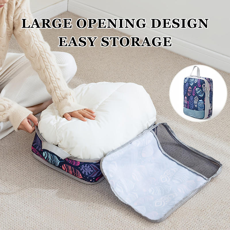4Pcs/set Creative Printed Compression Packing Cubes Organizer Set Lightweight Travel Suitcase Clothes Storage Bags