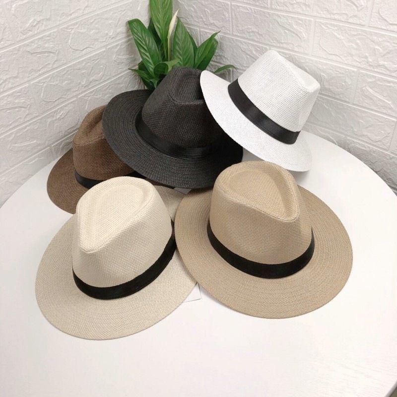 Paper Straw Big Flat Brim Top Hat In the Elderly Summer Sun Protection Hat Panama Straw Hat Men's Summer Men's Hat
