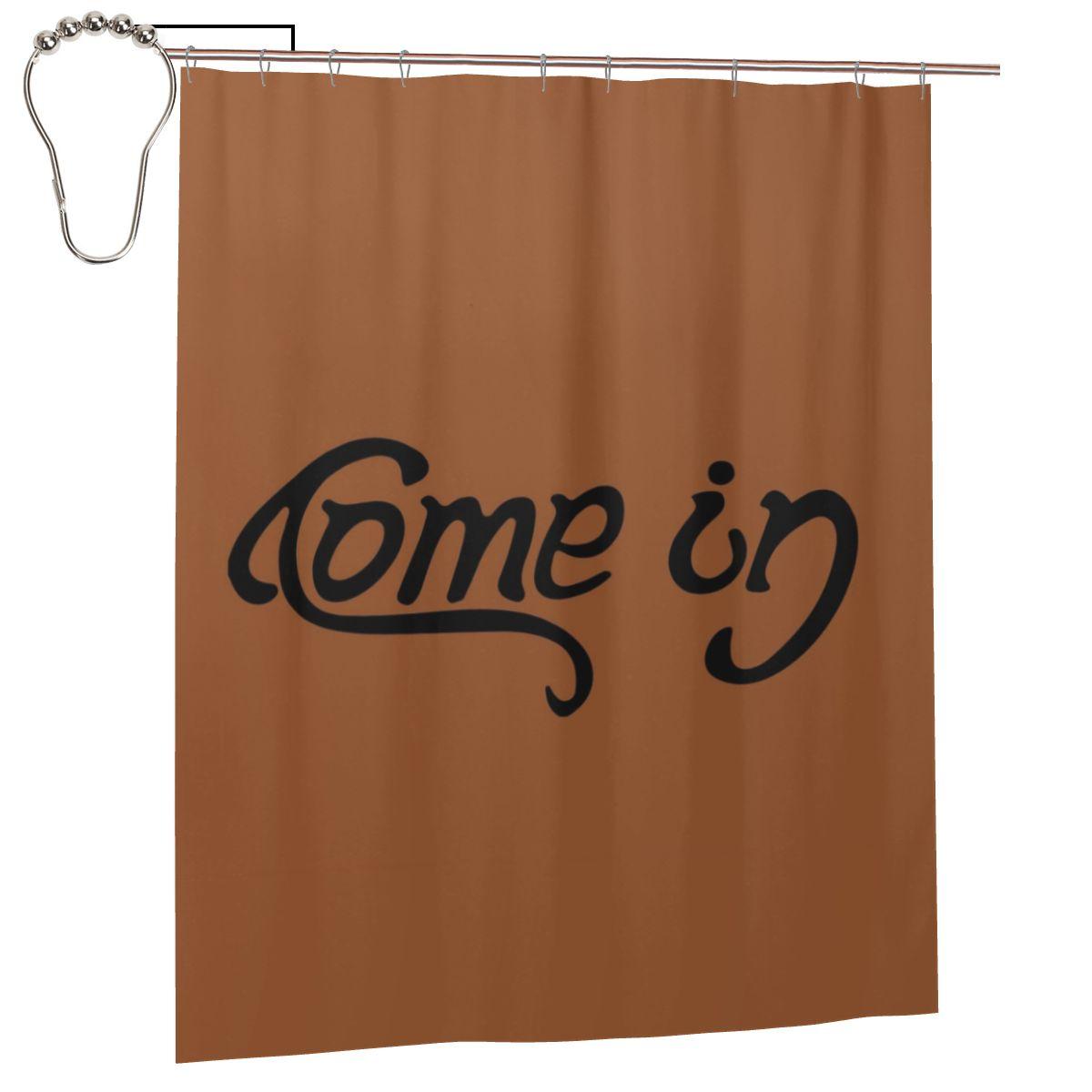 

Come In Go Away Shower Curtain Bathroom Polyester Waterproof Bath Curtains With Hooks W60H190(CM)-1 Pcs