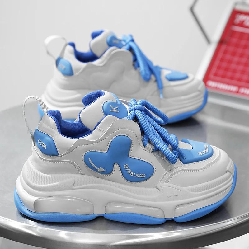 Robustní pánské tenisky značkové běžecké boty módní ležérní mikrovláknová kůže prodyšné zvýšení výšky plochá platforma sportovní obuv