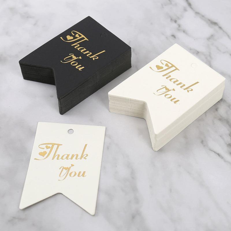 Baking Packaging Hanging Card Gift Decoration Message Label Kraft Paper Hot Stamping Tailcoat Thank You for The Hang Tags