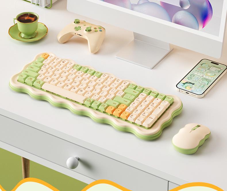 BOW Hangshi MK98 Wireless Keyboard & Mouse Combo - Mechanical Feel, Aesthetic Design for Office & Laptop/Desktop.