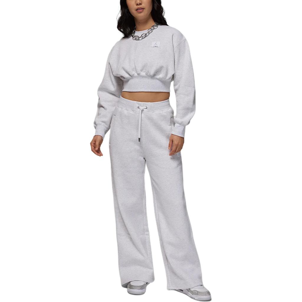 Nike Logo Cropped Long Sleeve Sweatshirt Women Tops Light-Gray FV7153-051