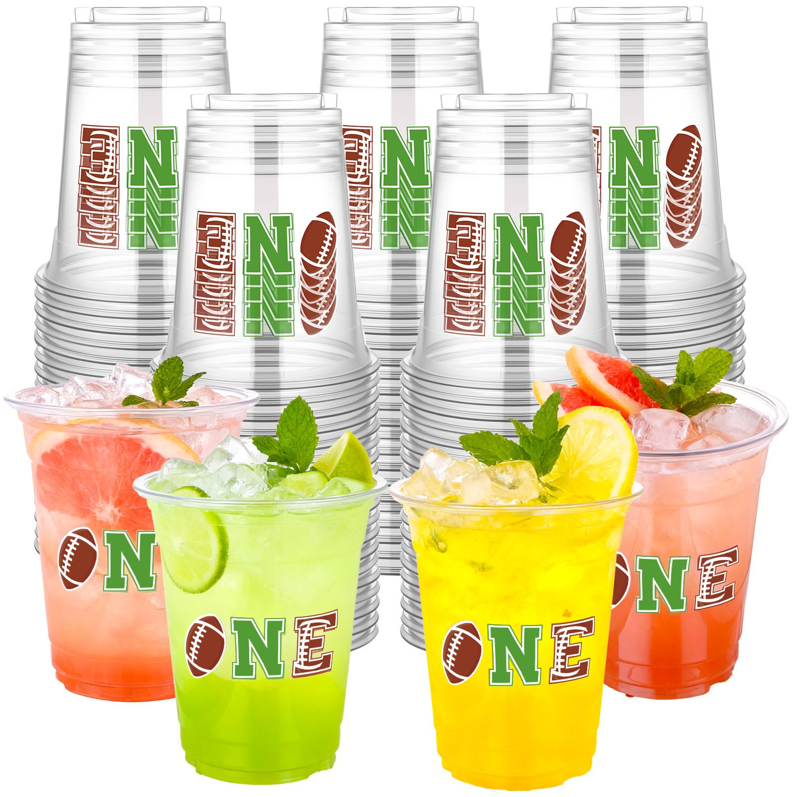 

100Pcs Football 1St Birthday Plastic Cups 12 Oz Football Party Disposable Cups 1St Birthday Party Decoration Clear Cu-Ps Bulk Co 1