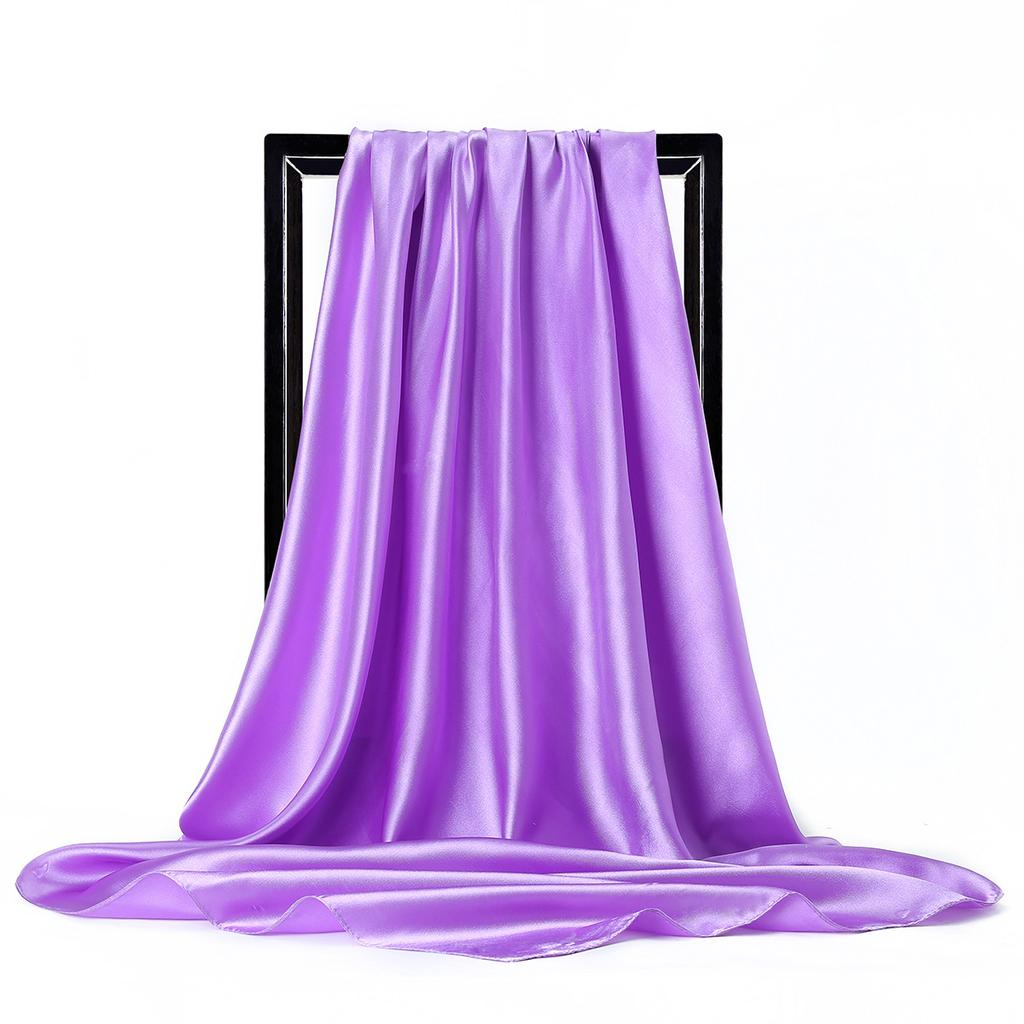 Luxury Brand Silk Scarf Women Satin Solid Color Hijab Scarves Muslim Pareo Bandana Female Shawl Wrap Headband Foulard 90*90cm