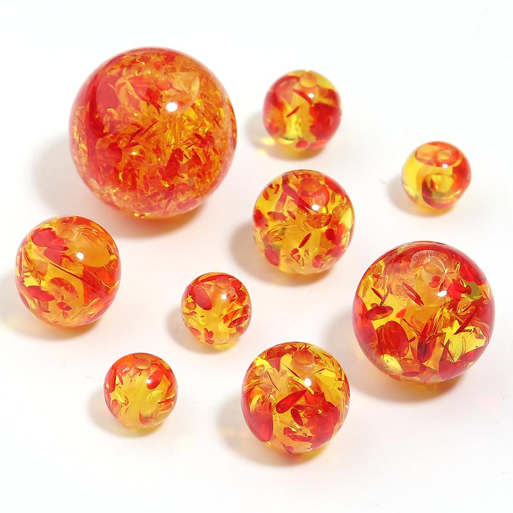 5-30pcs Imitation Amber Beads Round Loose Spaced Acrylic Beads For DIY Crafts Charms Bracelet Necklace Accessory 8/10/12/16/20mm