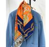 90*90CM Manual Hand Rolled Twill Silk Square Scarves for Office Ladies Luxury Printed Bandana and Hijab