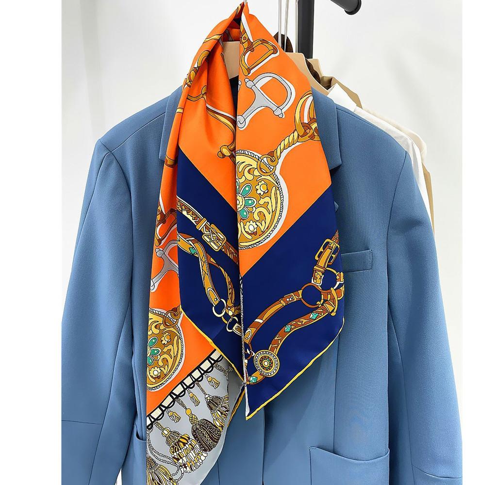 90*90CM Manual Hand Rolled Twill Silk Square Scarves for Office Ladies Luxury Printed Bandana and Hijab