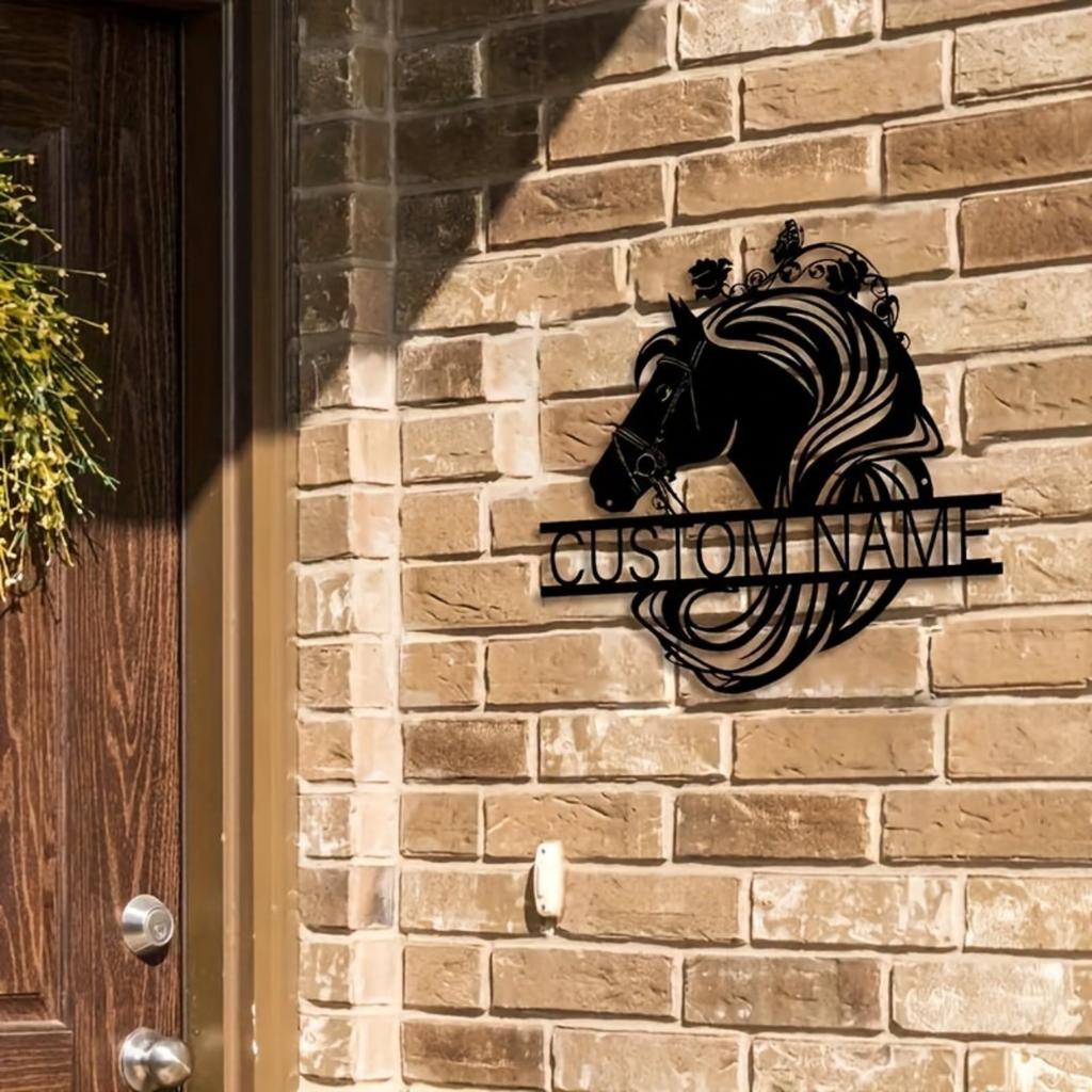 Horse Head Metal Wall Art Custom Name Sign Farmhouse Porch Decor