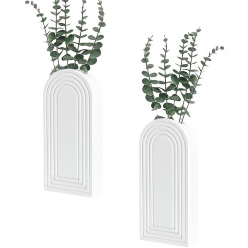 

Настенный держатель для растений, 2 шт., декор для стен фермерского дома с канавками, 2 компонента подвески, деревянные