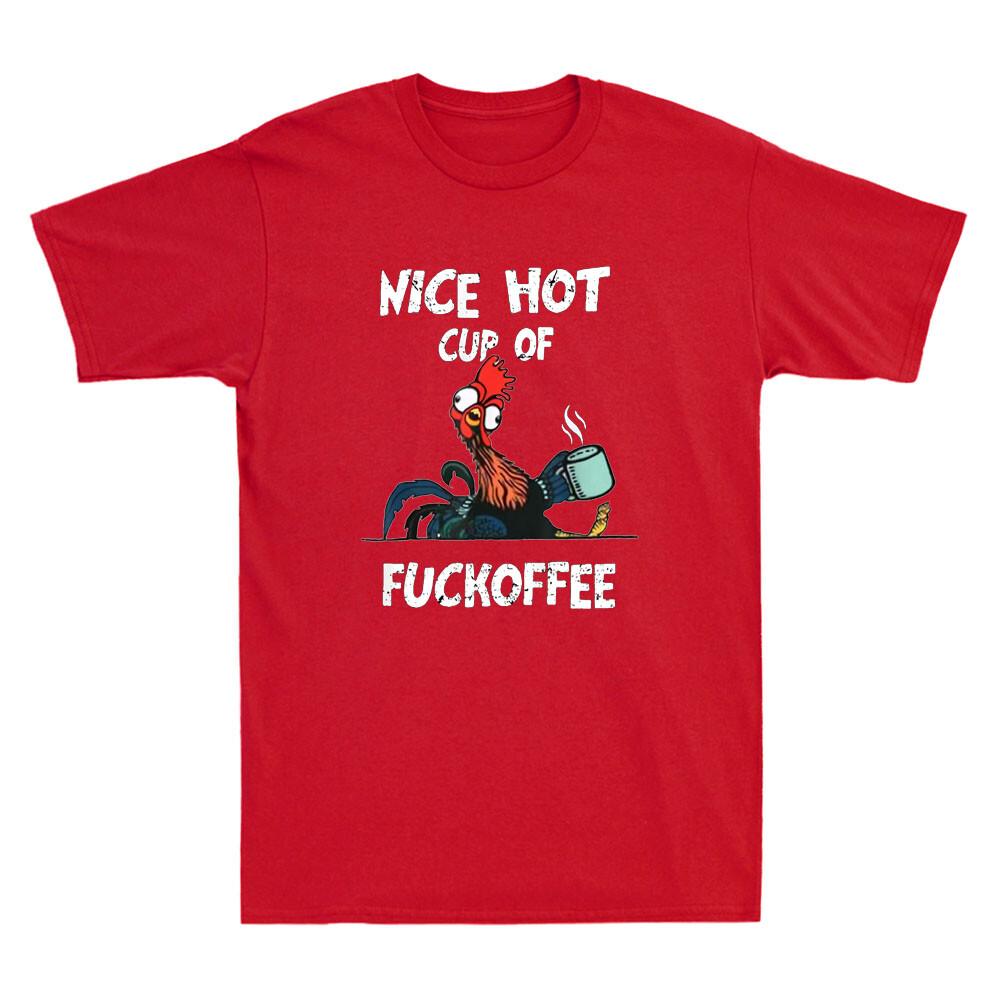 Nice Hot Cups Of koffee Funny Chicken Drinking Coffee Vintage Men T-shirt XL