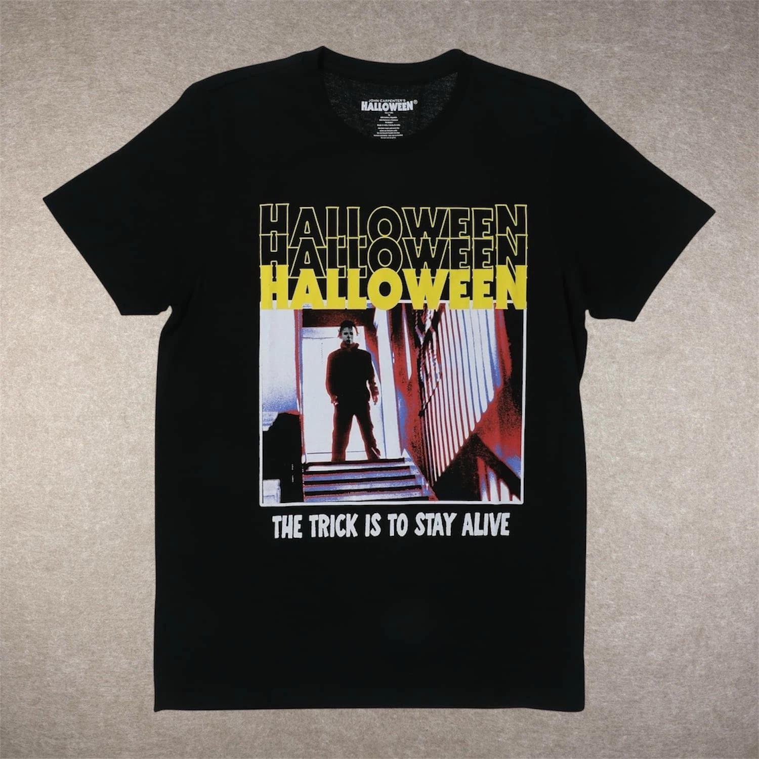 John Carpenter Halloween Michael Myers Men L Black Print Horror Tee S