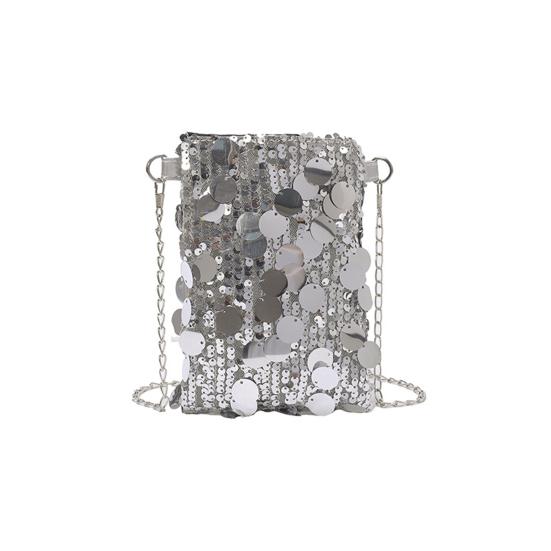 

Блестящая сумка-кроссбоди для телефона, блестящая сумка на цепочке, мини-сумка на плечо, маленькая сумка через плечо для телефона серебряный