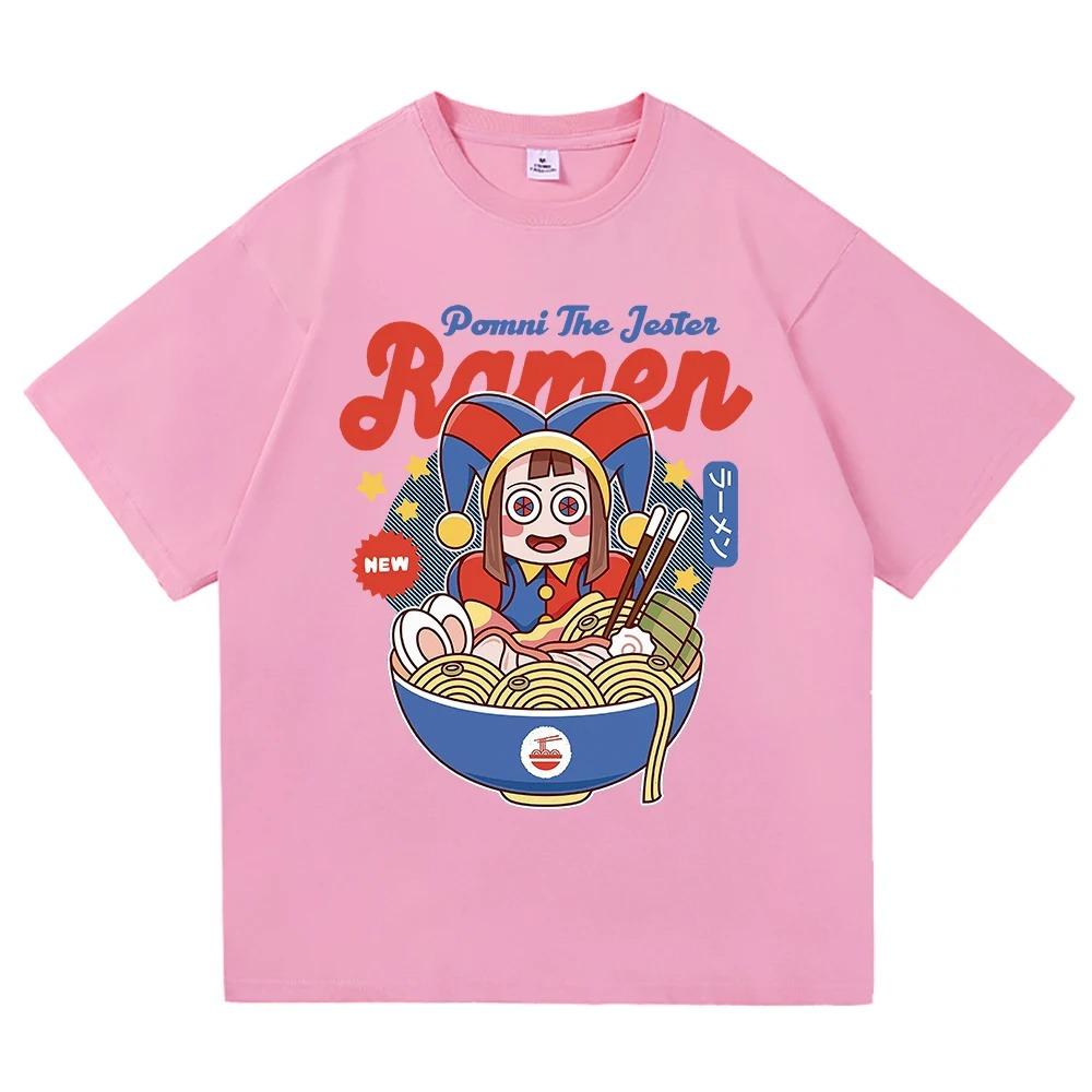 Kinder Amazing Digital Circus Ramen T-Shirt, Modisches und Lustiges Caine Pomni T-Shirt, Unisex Niedliches Kaninchen Nudel Baumwoll T-Shirt