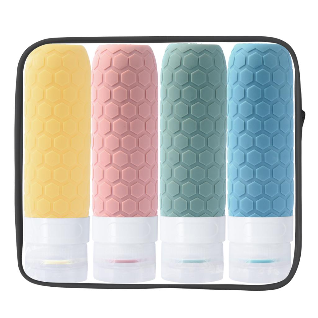 Silikon Reiseflaschen Set Tragbare Spenderflasche für 4er Pack Reiseflaschen-Set mit Kulturbeutel