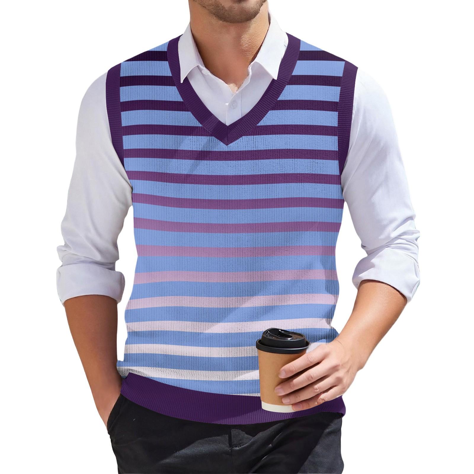 

Мужской модный принтованный V-образный вырез без рукавов трикотажный пуловер XXXL