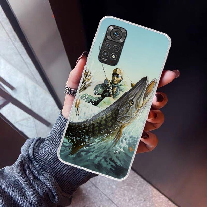 Carp Fish Fishing Rod Hook Phone Case For Xiaomi Redmi Note 15 14 14S 13 12S 12 Pro Plus 11S 11 10S 10 4G Cover 11E 11T 5G Print