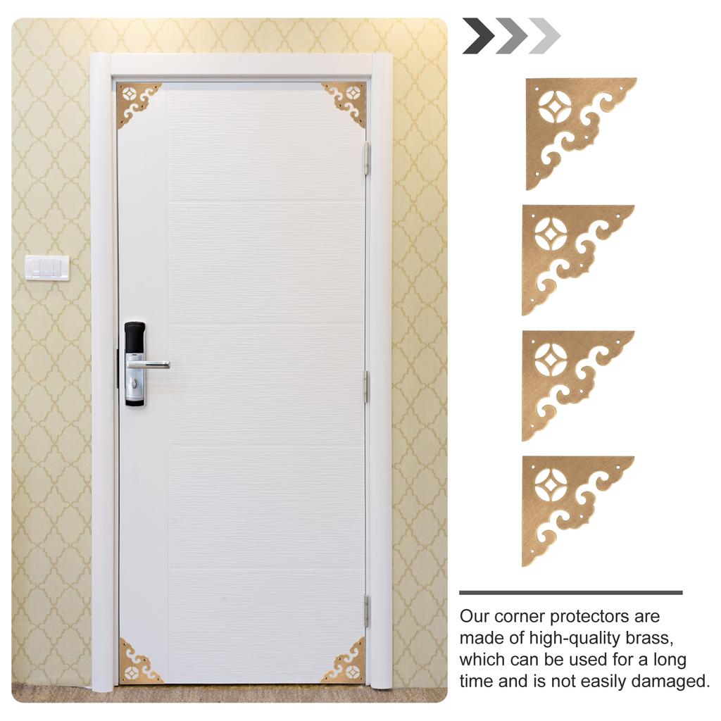 4 Pcs Corner Guard Quick Installation Guards Wardrobe Triangle Decorative Protectors Brass Chinese Style Affordable