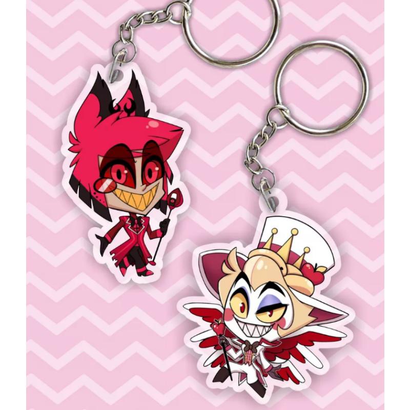 Acrylic Key Buckle for Alastor Lucifer Charlie Vaggie Husk Angel Dust Vox Anime Cartoons Acrylic Key Chain Pendant Birthday Gift