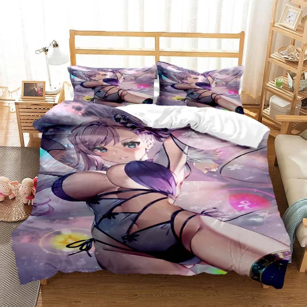 Sexy Anime Beauty Digital Print Polyester Bedding Sets Child Kids Covers Boys Bed Linen Set for Teens Bedding Set