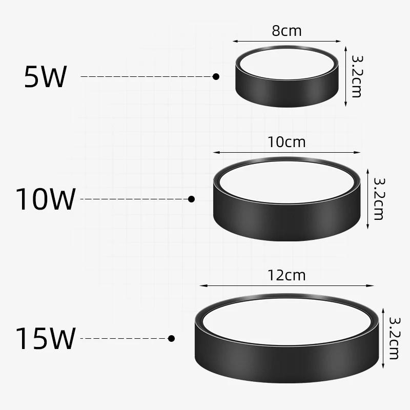 LED Downlight Spotlight Taklampa 220V 5W 10W15W Ytmonterad LED Downlight Taklampa för Vardagsrumsbelysning Kök