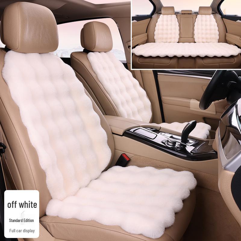 Plush Faux Rabbit Fur Car Seat Cushion: Luxurious Lumbar Support for Autumn and Winter Comfort