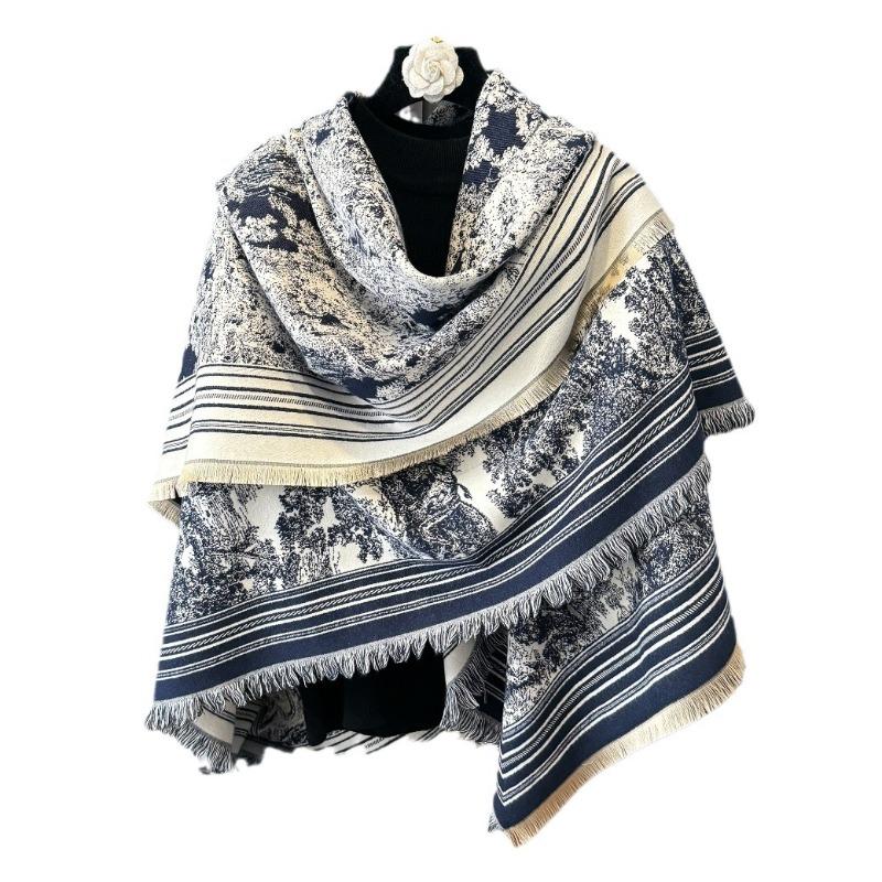 Imitation Cashmere Scarf Female Korean Version Contrasting Colors Autumn and Winter Warm Couple Scarf British Fashion Long Shawl