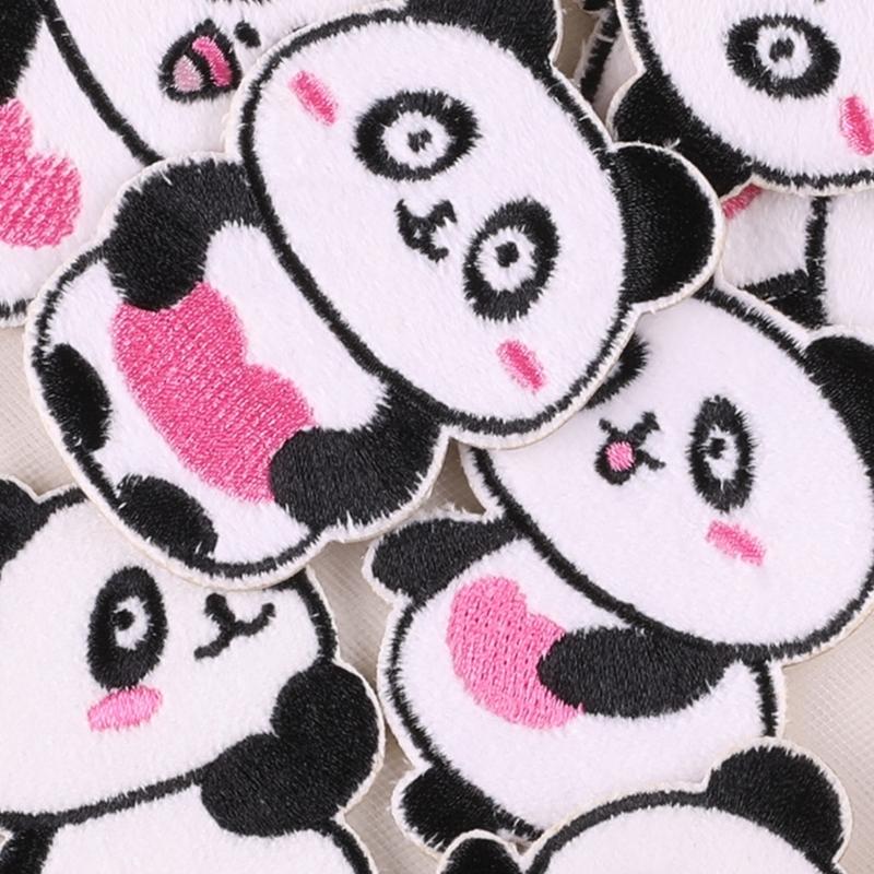 8 Pcs Cartoon Panda Embroidered Patches Iron On Patches Animal Repair Patches Sewing On Applique Patches for Clothes Bag