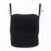 Fashionable Simple Sexy Off Shoulder Pleated Camisole Women's Summer Slim Midriff Baring Short Top