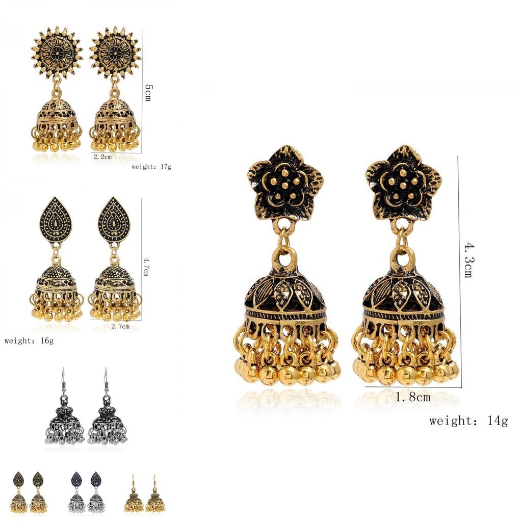 Indian Jhumka Earrings With Vintage Alloy Filigree For Women Fashion Accessories
