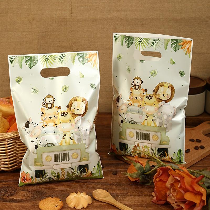 10/20/50pcs Jungle Animals Gift Bag Candy Biscuit Packing Bags, Safari Gift Bag for Guest Kids Birthday Supplies Baby Shower