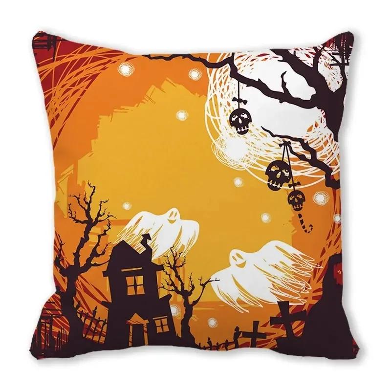 Halloween Horror Night Pattern Living Room Office Sofa Car Decorative Pillowcase