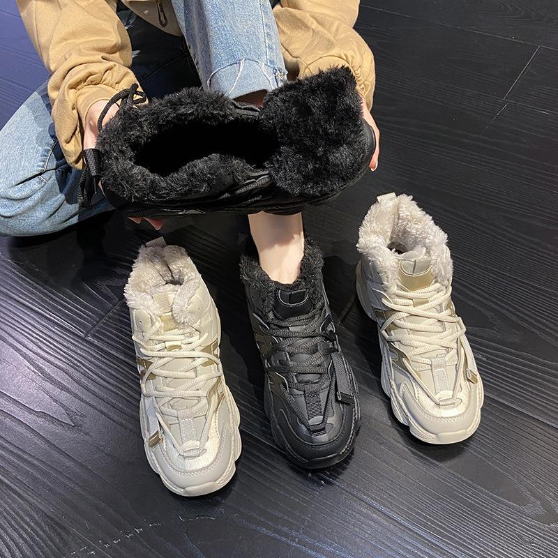 Dad shoes women's winter new velvet female student cotton shoes high-top warm snow boots casual short boots