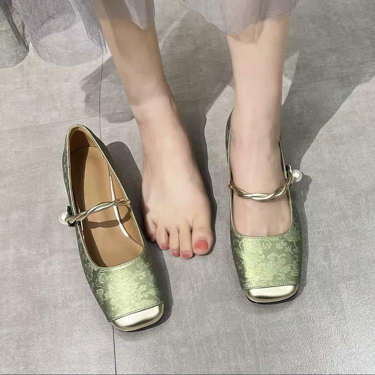 French Mary Jane High Heels Autumn New with Skirt Thick Heel Square Head Shallow Mouth Temperament Single Shoes