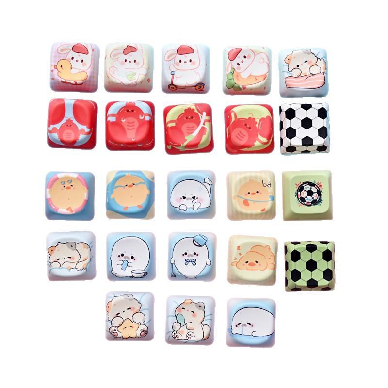 10 Pcs Creative Dye Sublimation Keyboard Keycap Accessories Cute Animal Stress Relief Keyboard Hats