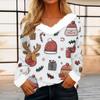 Women's Casual Fashion Long Sleeve Christmas Printed Flannel Collar Top