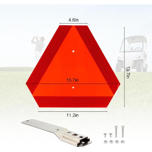 Slow Moving Vehicle Sign with Mounting Bracket Kit, Aluminum Triangle Sign for 1