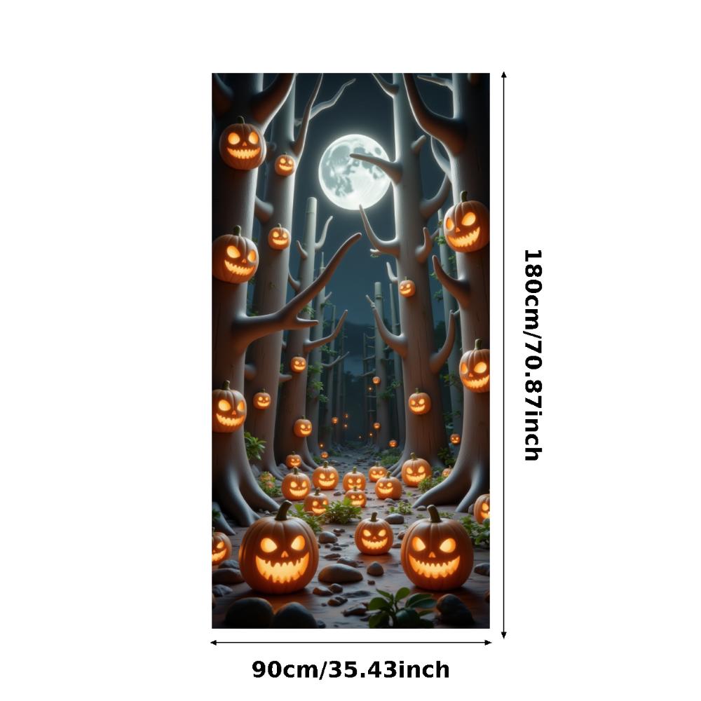 Jack O Lantern Banner Starry Sky Forest Theme Banner Pumpkin Banner Halloween Theme Spooky Decoration For Autumn Celebration
