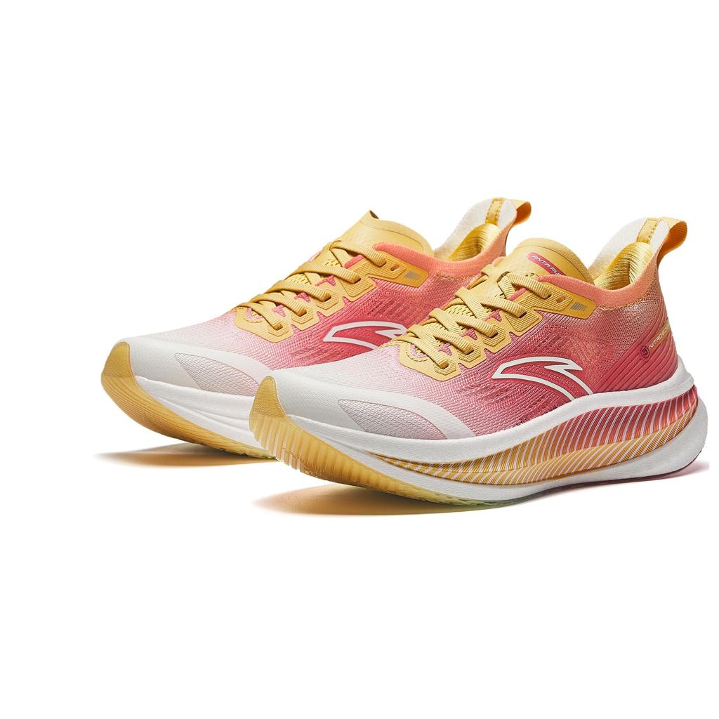 Anta Marathon Cushioning Breathable Low-Top Training Running Shoes Women Sneaker Red White Yellow 922425588-9