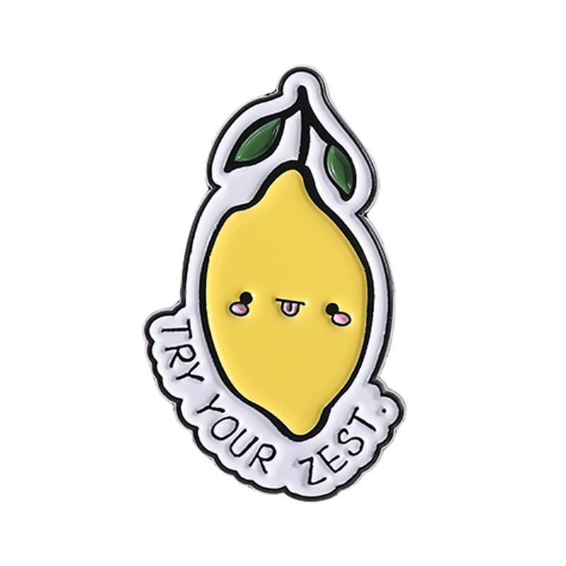 Lemon Zest Enamel Pin Positive Quotes Try Your Zest The Zest Is Yet To Come Lemon First Aid Brooches Lapel Badge Jewelry Gifts
